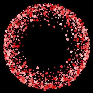 Frame or border of random scatter hearts Stock Illustration