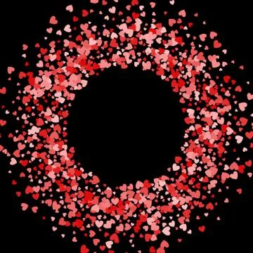 Frame or border of random scatter hearts Stock Illustration