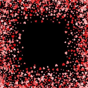 Frame or border of random scatter hearts Stock Illustration