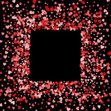 Frame or border of random scatter hearts Stock Illustration