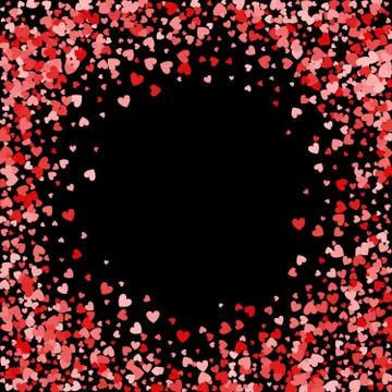 Frame or border of random scatter hearts Stock Illustration