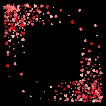 Frame or border of random scatter hearts Stock Illustration