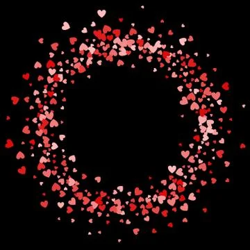 Frame or border of random scatter hearts Stock Illustration