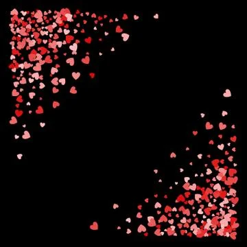 Frame or border of random scatter hearts Stock Illustration