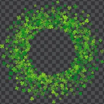 Frame or border of random scatter clover leaves Stock Illustration