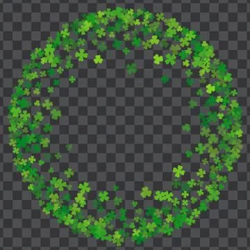 Frame or border of random scatter clover leaves Stock Illustration