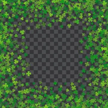 Frame or border of random scatter clover leaves Stock Illustration