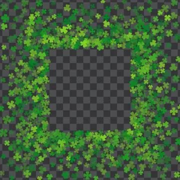 Frame or border of random scatter clover leaves Stock Illustration