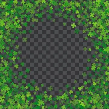 Frame or border of random scatter clover leaves Stock Illustration