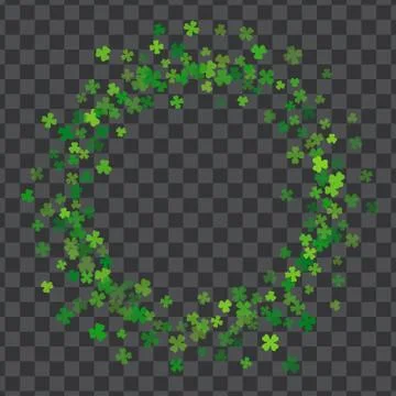 Frame or border of random scatter clover leaves Stock Illustration