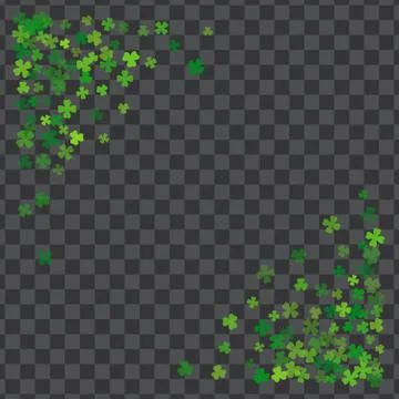 Frame or border of random scatter clover leaves Stock Illustration