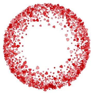 Frame or border of random scatter hearts Stock Illustration