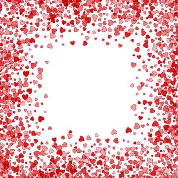 Frame or border of random scatter hearts Stock Illustration
