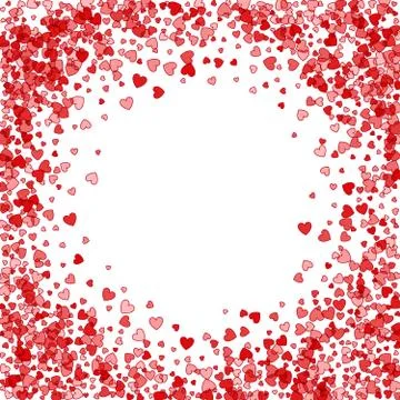Frame or border of random scatter hearts Stock Illustration