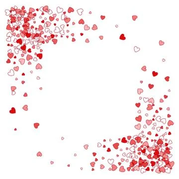 Frame or border of random scatter hearts Stock Illustration