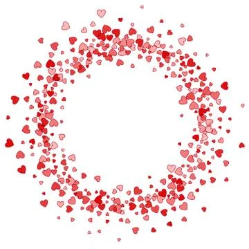 Frame or border of random scatter hearts Stock Illustration