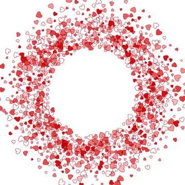 Frame or border of random scatter hearts Stock Illustration