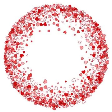 Frame or border of random scatter hearts Stock Illustration
