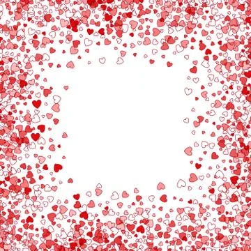 Frame or border of random scatter hearts Stock Illustration