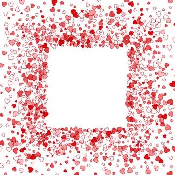 Frame or border of random scatter hearts Stock Illustration