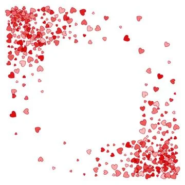Frame or border of random scatter hearts Stock Illustration