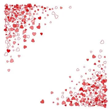 Frame or border of random scatter hearts Stock Illustration