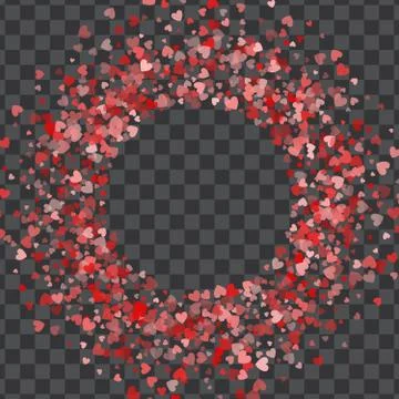 Frame or border of random scatter hearts Stock Illustration