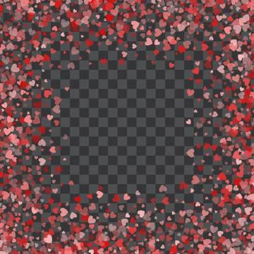 Frame or border of random scatter hearts Stock Illustration