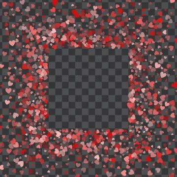 Frame or border of random scatter hearts Stock Illustration