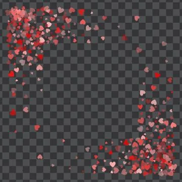 Frame or border of random scatter hearts Stock Illustration
