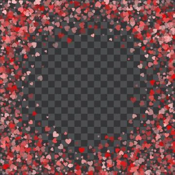 Frame or border of random scatter hearts Stock Illustration