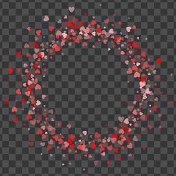 Frame or border of random scatter hearts Stock Illustration