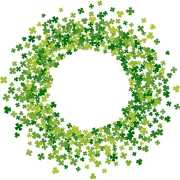 Frame or border of random scatter clover leaves Stock Illustration