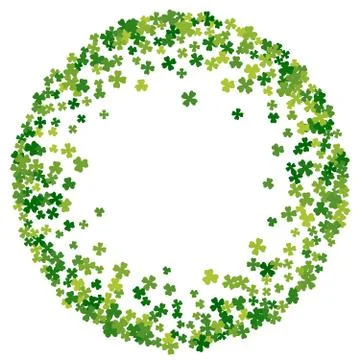 Frame or border of random scatter clover leaves Stock Illustration