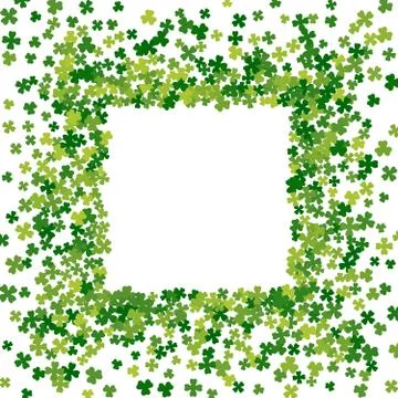 Frame or border of random scatter clover leaves Stock Illustration