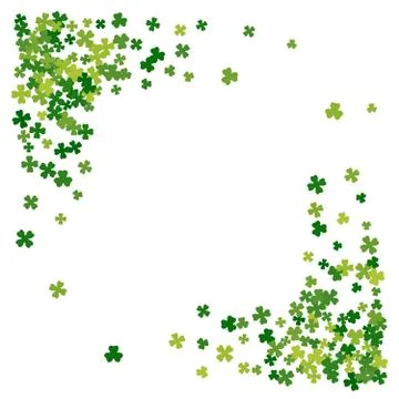 Frame or border of random scatter clover leaves Stock Illustration