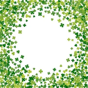 Frame or border of random scatter clover leaves Stock Illustration