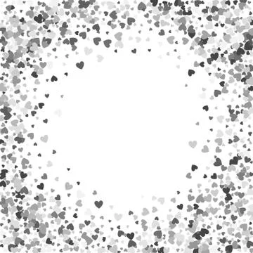 Frame or border of random scatter hearts Stock Illustration