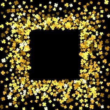 Frame or border of random scatter clover leaves Stock Illustration