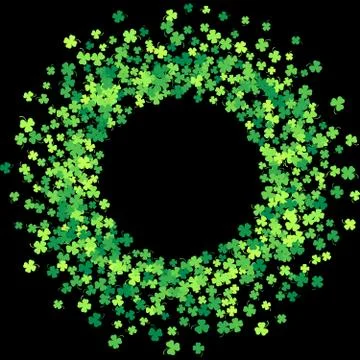 Frame or border of random scatter clover leaves Stock Illustration