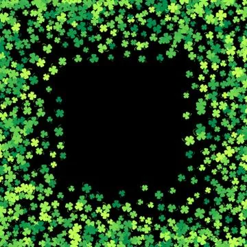 Frame or border of random scatter clover leaves Stock Illustration