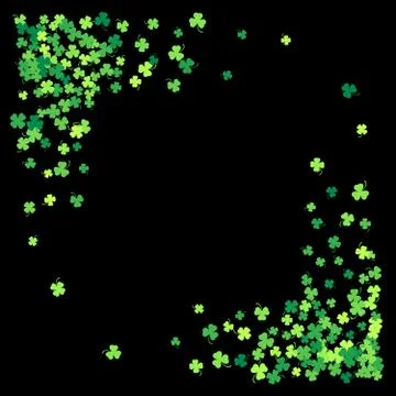 Frame or border of random scatter clover leaves Stock Illustration