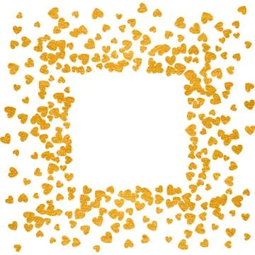 Frame or border of random scatter hearts Stock Illustration