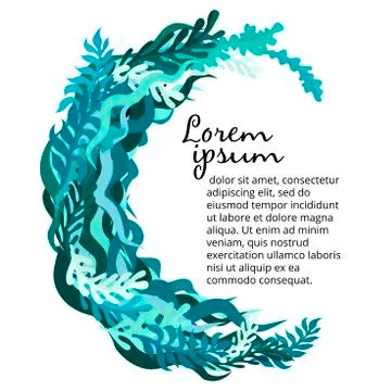 Frame or border for text on a banner or print. Marine design. Leaves and algae Stock Illustration