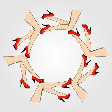Frame or design element with legs of women wearing heels  Stock Illustration