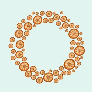 Frame of oranges. Vector color frame made of fruits. Stock Illustration