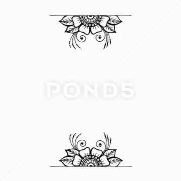 Frame of Oriental Mehndi Elements with Copy Space. Hand Drawn Outline  Flowers in Indian Henna Tattoo Style for Banners Cards Stock Vector -  Illustration of copy, element: 214377283