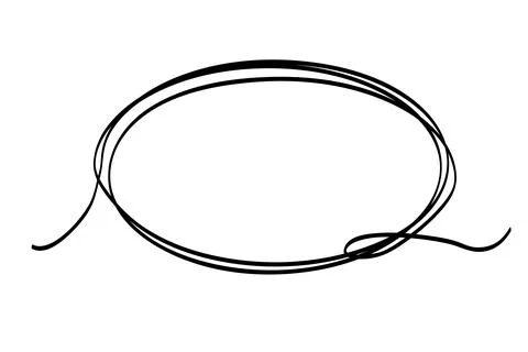 Frame oval simple vector hand draw black vector line art continous frame Stock Illustration