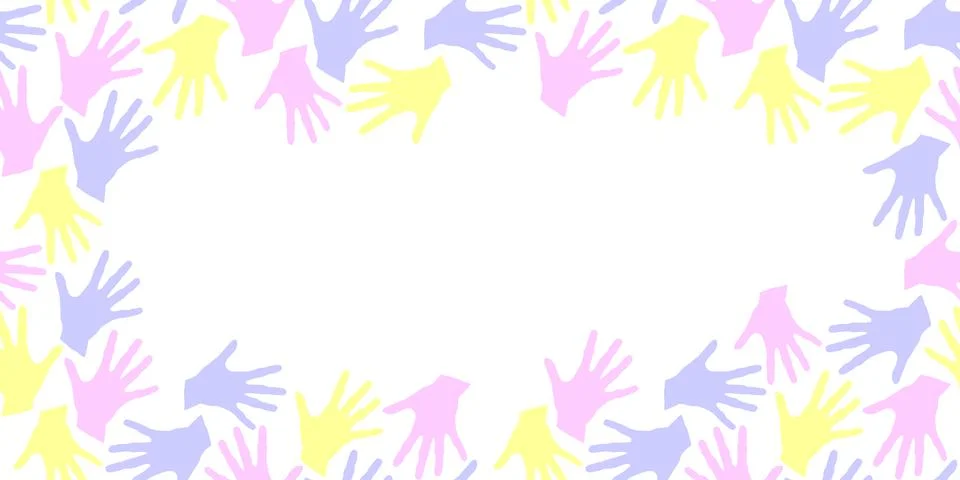 Frame with palm prints. Seamless pattern. Symbol of racial and national equal イラスト素材