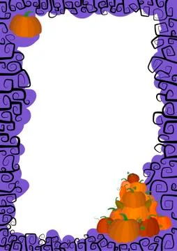 Frame with a pattern and orange pumpkins to Halloween Stock Illustration
